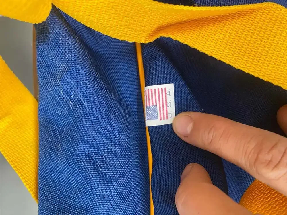 Vintage Blue and Yellow Canvas Duffel Gym Sports Bag Made in USA